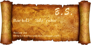 Barkó Sándor névjegykártya
