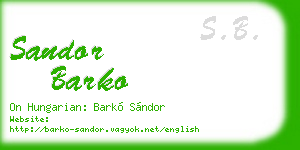sandor barko business card